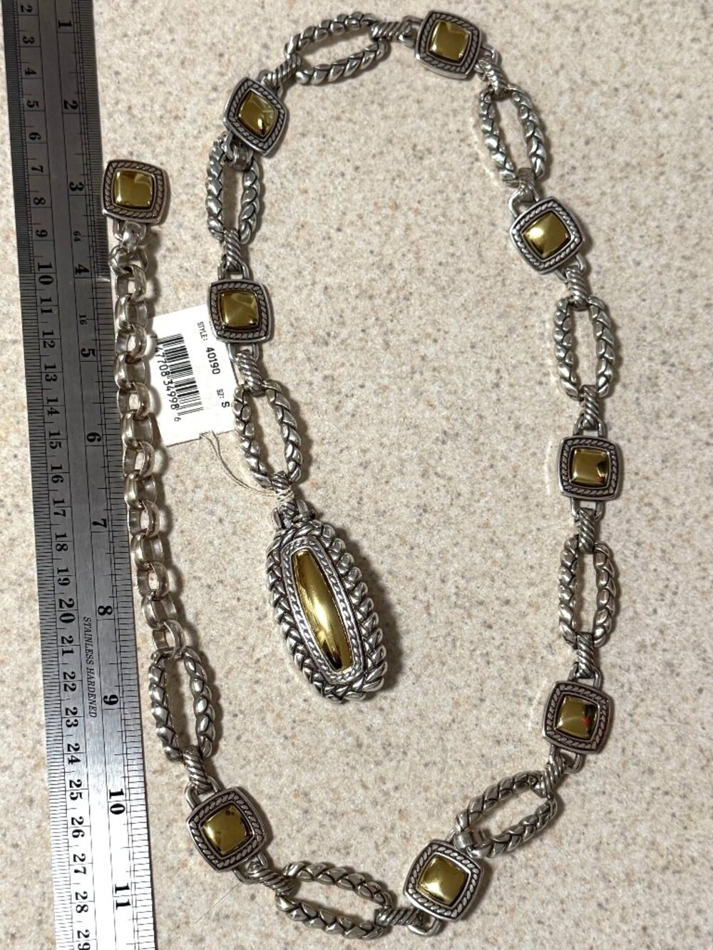 Special Bright Silver Gold Chain Belt Retro Original Tag Attached Size Small